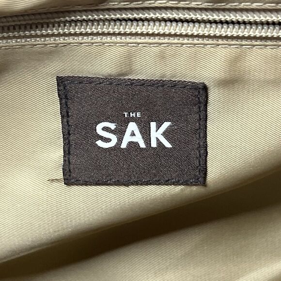 THE SAK BLACK WITH BEIGE WOVEN SHOULDER BAG EXCELLENT CONDITION - Picture 5 of 8